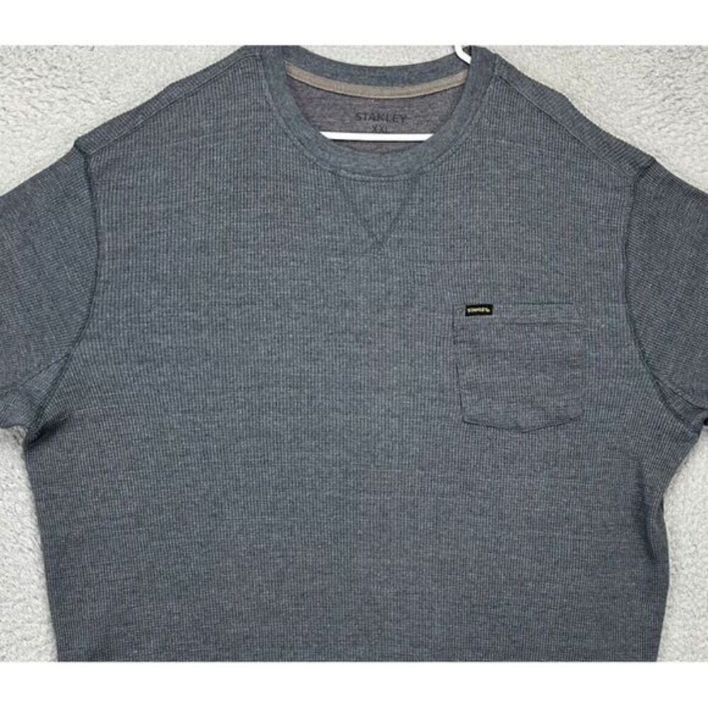 Stanley Sweater Adult 2XL Grey Thermal Waffle Knit Crew Neck Pullover Pocket Men